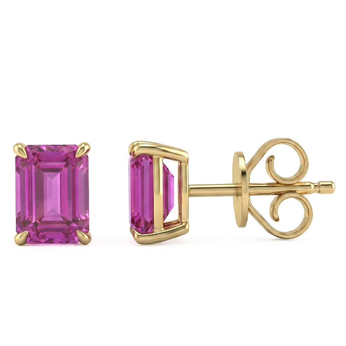 SPECIAL! 1.83ct G SI 14kt Yellow Gold Pink Sapphire Gemstone Stud Earrings