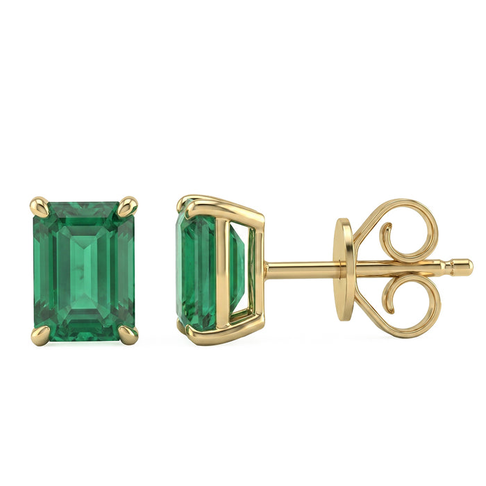 SPECIAL! 1.95ct G SI 14kt Yellow Gold Emerald Gemstone Stud Earrings
