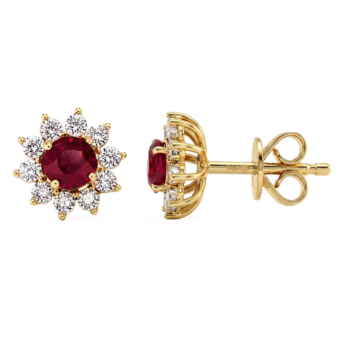 SPECIAL! .69ct G SI 14kt Yellow Gold Diamond & Ruby Gemstone Stud Earrings