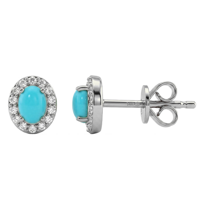 .38ct G SI 14kt White Gold Diamond & Turquoise Gemstone Stud Earrings