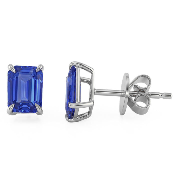 SPECIAL! 1.73ct G SI 14kt White Gold Blue Sapphire Gemstone Stud Earrings