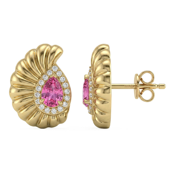 SPECIAL! .60ct G SI 14kt Yellow Gold Diamond & Pink Sapphire Gemstone Stud Earrings