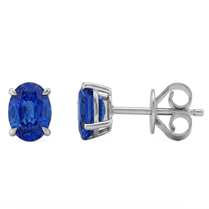 SPECIAL! 2.14ct G SI 14kt White Gold Blue Sapphire Gemstone Stud Earrings