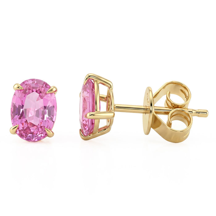 SPECIAL! 1.46ct G SI 14kt Yellow Gold Pink Sapphire Gemstone Stud Earrings