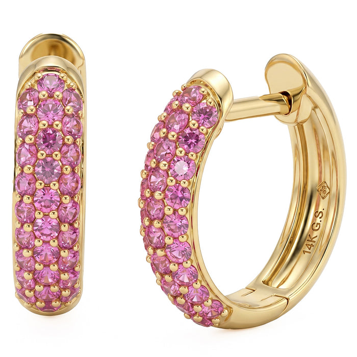 SPECIAL! .92ct G SI 14kt Yellow Gold Pink Sapphire Gemstone Hoop Earrings