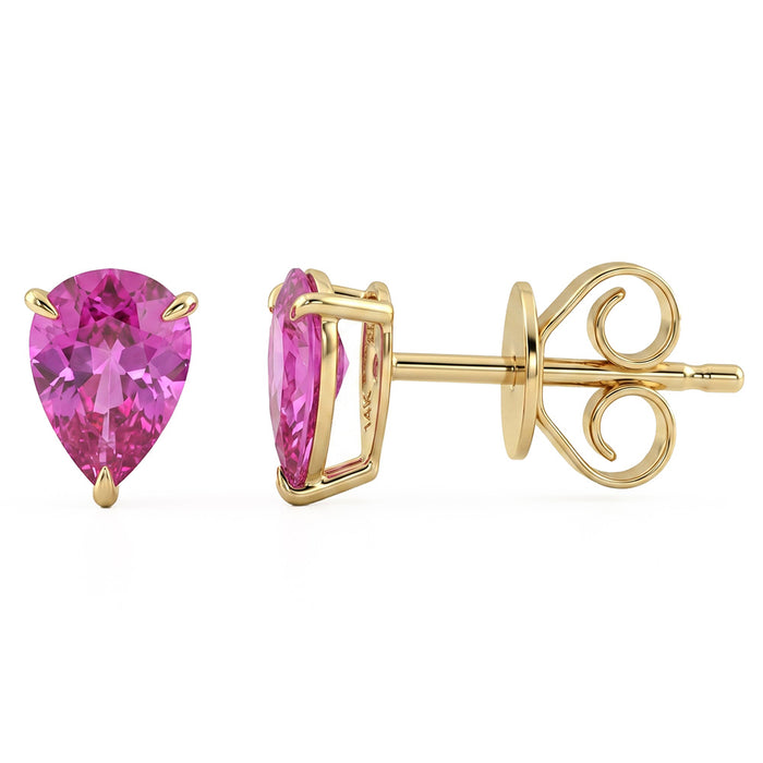 SPECIAL! 1.15ct G SI 14kt Yellow Gold Pink Sapphire Gemstone Stud Earrings