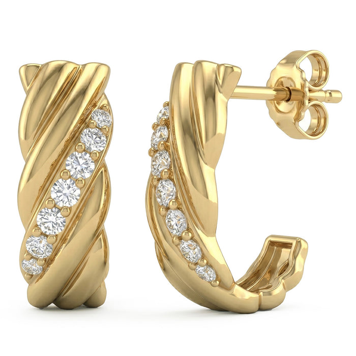 SPECIAL! .33ct G SI 14kt Yellow Gold Diamond J Hoop Earrings