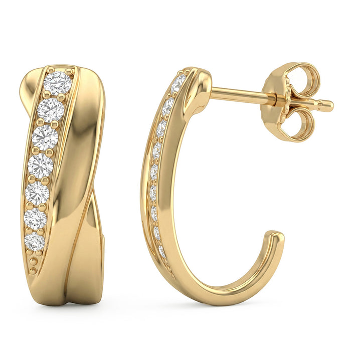 SPECIAL! .33ct G SI 14kt Yellow Gold Diamond J Hoop Earrings
