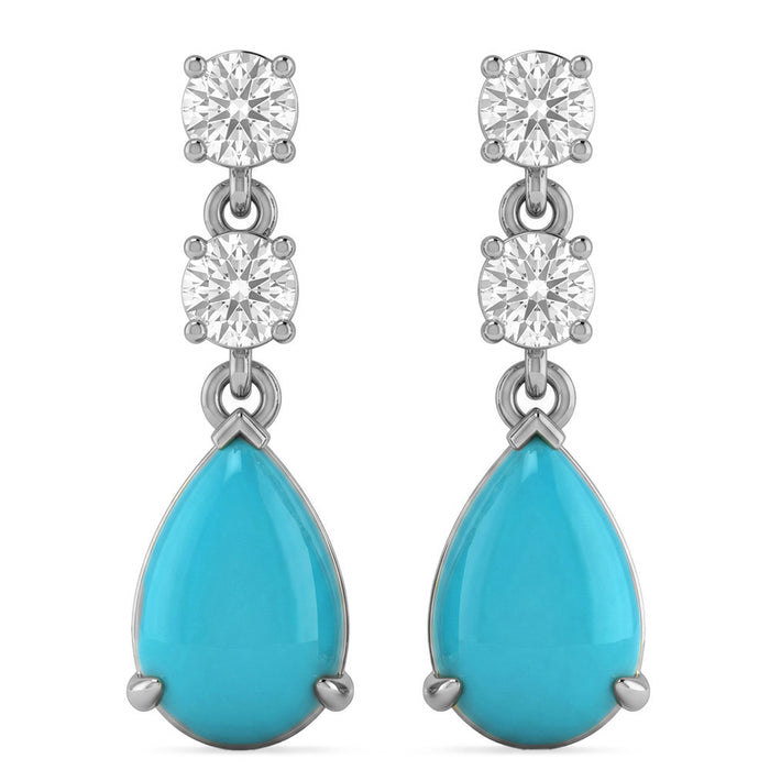 SPECIAL! .85ct G SI 14kt White Gold Turquoise Gemstone Drop Dangle Earrings