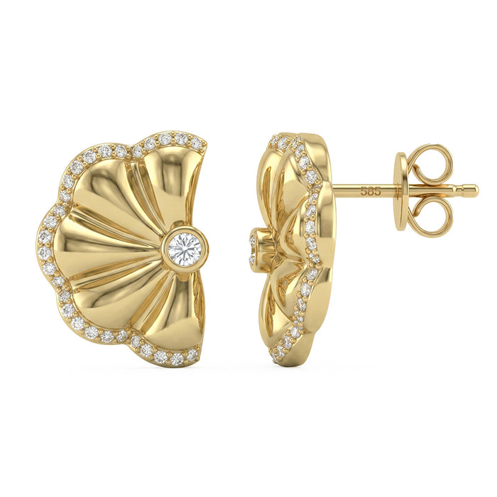 SPECIAL! .21ct G SI 14kt Yellow Gold Modern Diamond Flower Stud Earrings