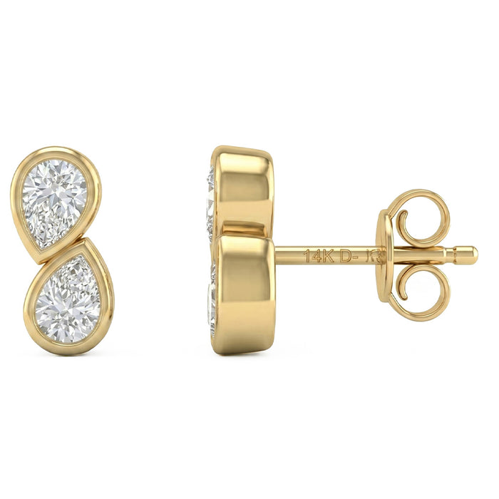 .22ct G SI 14kt Yellow Gold Pear Shape Diamond Bezel Set Stud Earrings