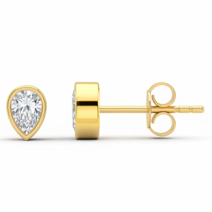 SPECIAL! .31ct G SI 14kt Yellow Gold Pear Cut Diamond Bezel Set Stud Earrings