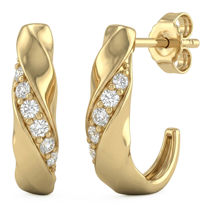 SPECIAL! .24ct G SI 14kt Yellow Gold Diamond J Hoop Earrings