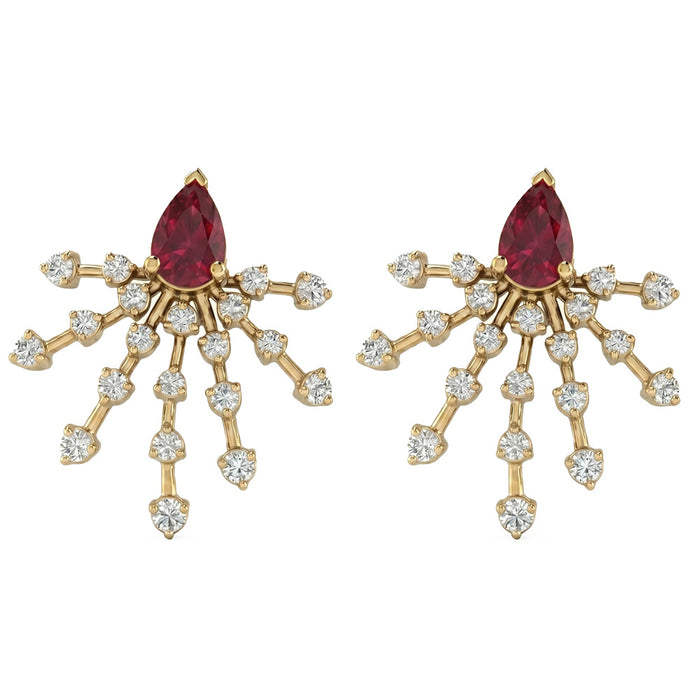SPECIAL! 1.41ct G SI 14kt Yellow Gold Diamond & Ruby Gemstone Earrings
