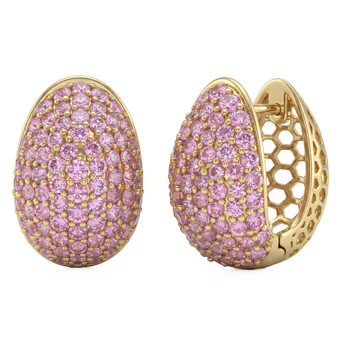 SPECIAL! 2.74ct G SI 14kt Yellow Gold Pink Sapphire Gemstone Hoop Earrings