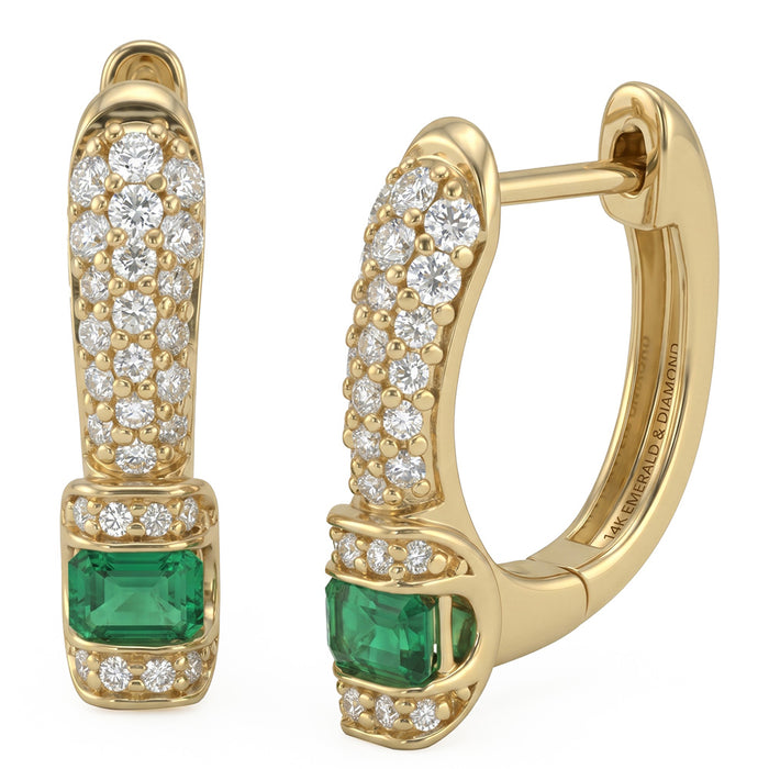 SPECIAL! .65ct G SI 14kt Yellow Gold Diamond & Emerald Hoop Earrings