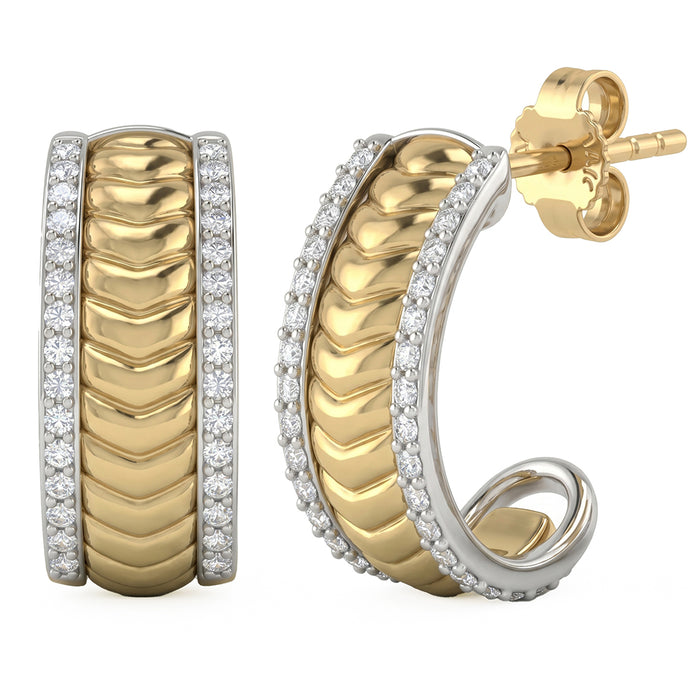 SPECIAL! .24ct G SI 14kt Two Tone Gold Diamond J Hoop Earrings