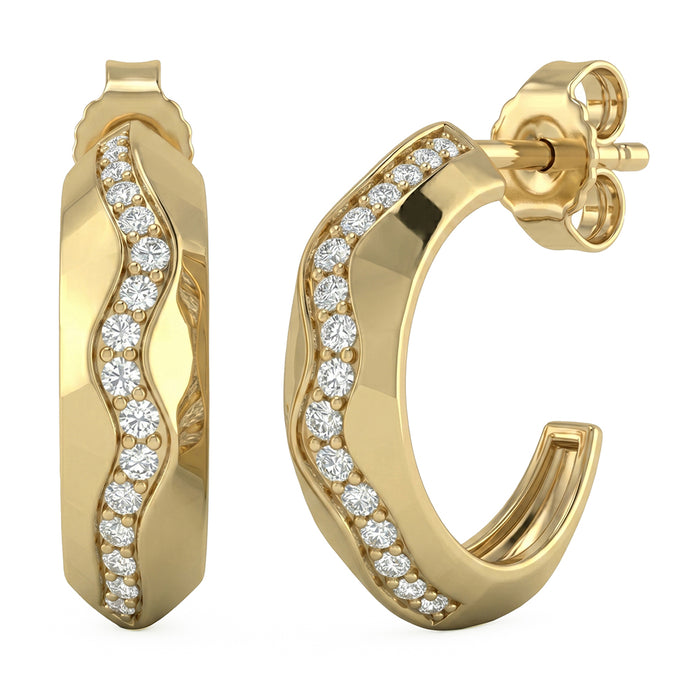 SPECIAL! .24ct G SI 14kt Yellow Gold Diamond J Hoop Earrings