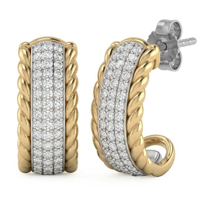 SPECIAL! .39ct G SI 14kt Yellow Gold Diamond J Hoop Earrings