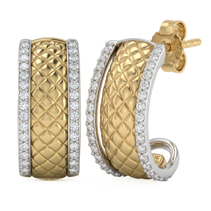 SPECIAL! .24ct G SI 14kt Two Tone Gold Diamond J Hoop Earrings