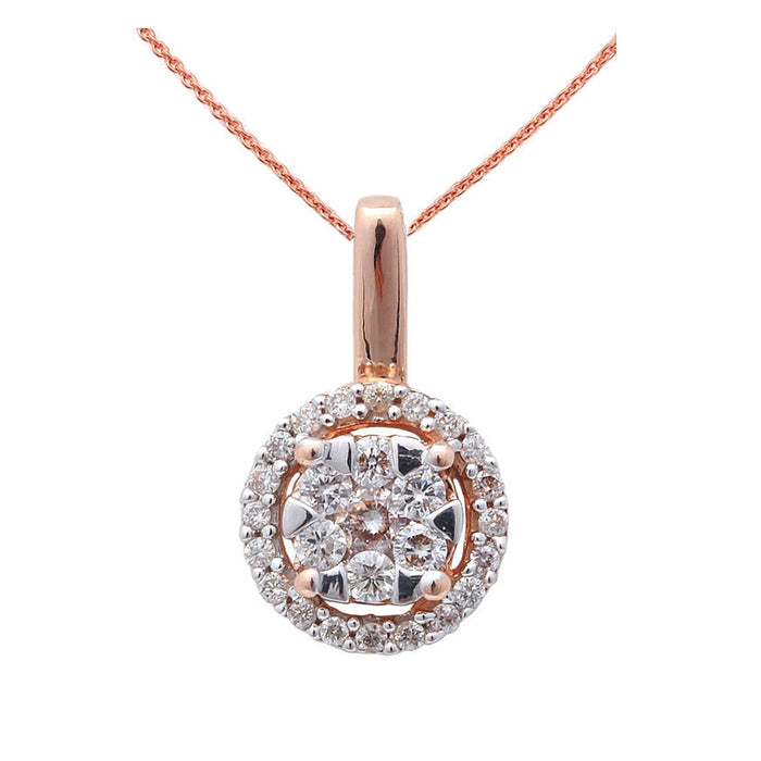 DIAMOND CLOSEOUT! 14kt Rose Gold .22ct Designer Round Diamond Halo Pendant