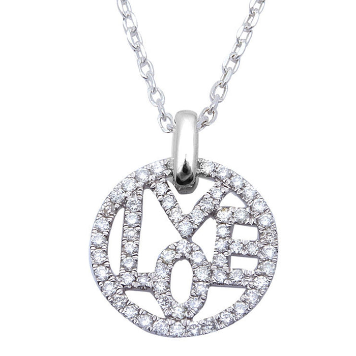 DIAMOND CLOSEOUT! 14kt White Gold .35ct Diamond LOVE Heart pendant White Gold