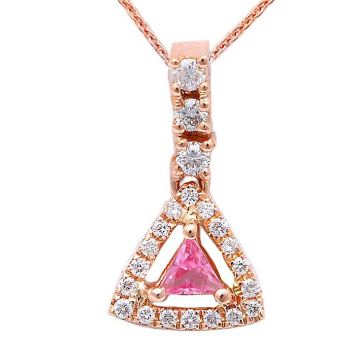 GEMSTONE CLOSEOUT! 14kt Rose gold .50ct Pink Sapphire Drop Diamond Pendant
