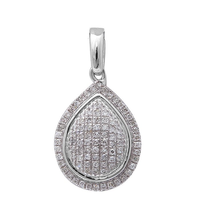 DIAMOND CLOSEOUT! .13ct F SI 14kt White Gold Diamond Pear Shaped Drop Pendant No Chain