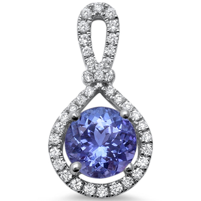 GEMSTONE CLOSEOUT! 1.68cts Round Tanzanite Gemstone & Diamond 14k White Gold Pendant
