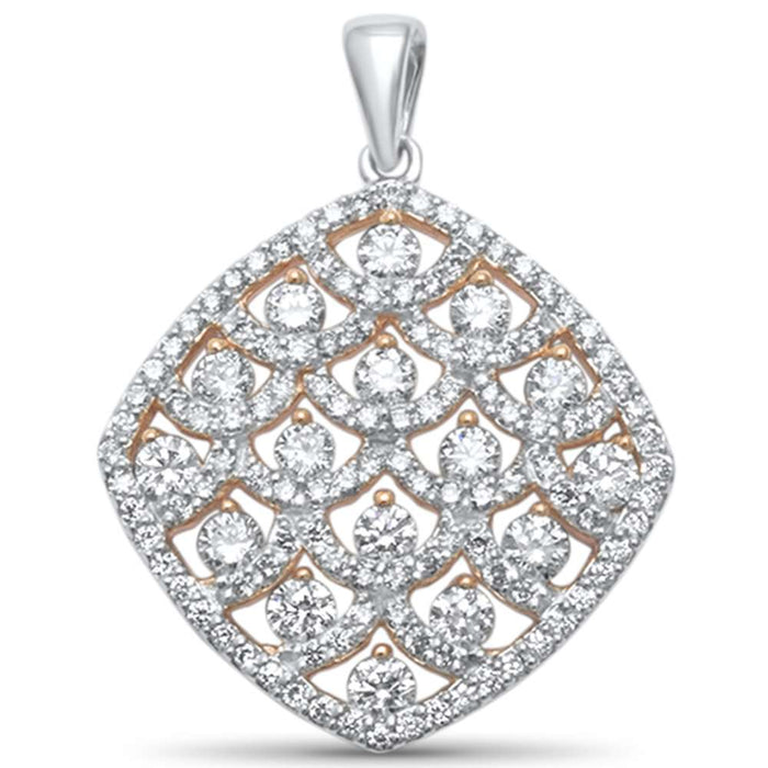 DIAMOND CLOSEOUT! 1.24ct H SI 14kt Two Tone Gold Diamond Pendant 1"