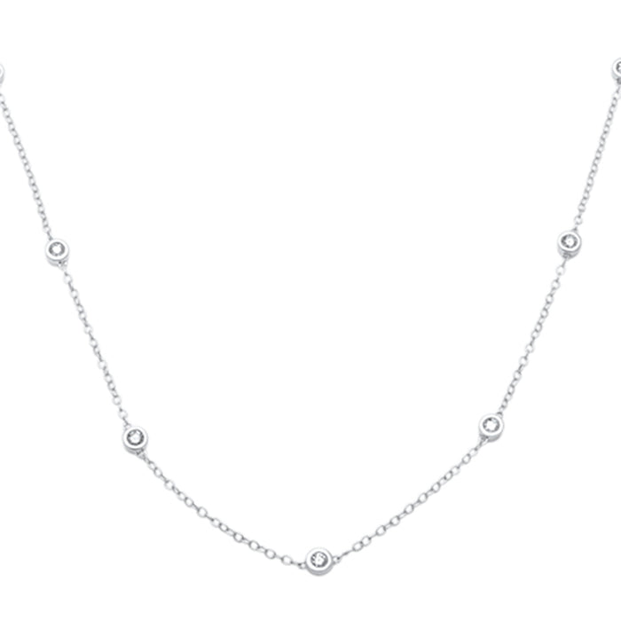 DIAMOND CLOSEOUT! .27ct G SI 14K White Gold "Diamond By The Yard" Pendant Necklace 18" Long