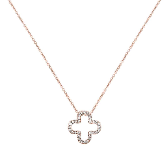 DIAMOND CLOSEOUT! .08ct 14kt Rose Gold Quatrefoil Flower Diamond Pendant