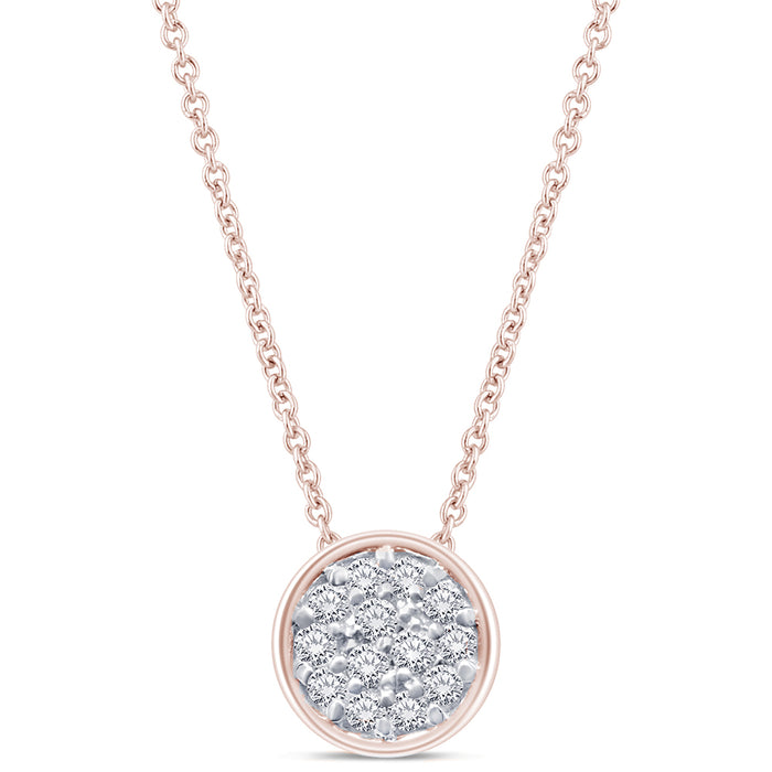 DIAMOND CLOSEOUT! .08ct 14kt Rose Gold Round Diamond Drop Pendant 18" Necklace
