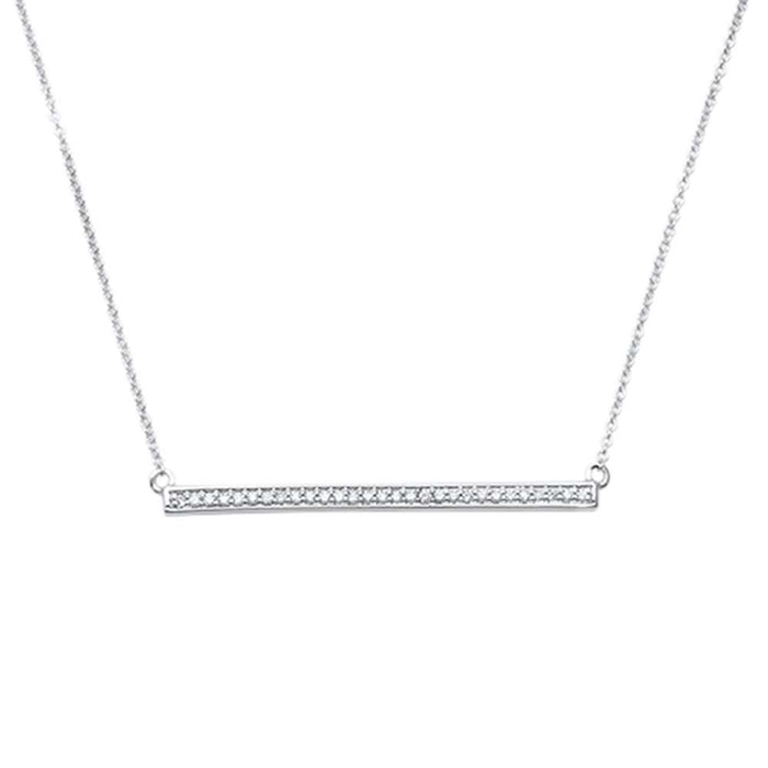 DIAMOND CLOSEOUT! .14ct 14kt White Gold Trendy Round Diamond Bar Pendant 18" Necklace