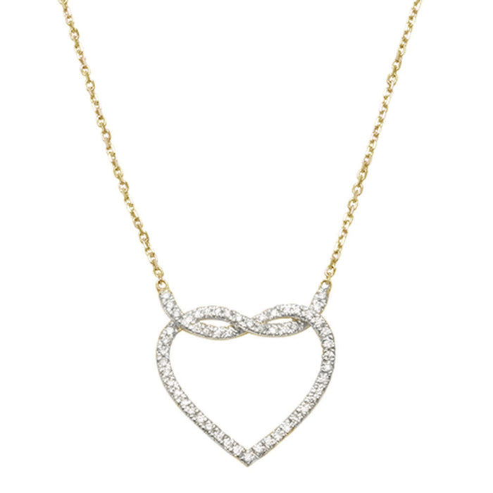 DIAMOND CLOSEOUT! 14kt Yellow Gold Infinity Love Knot Heart Diamond Pendant 18" Necklace
