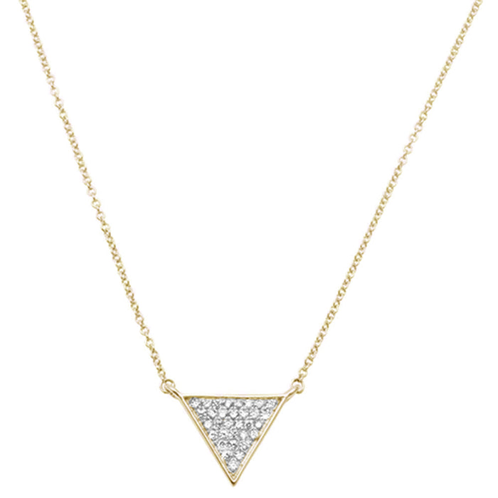 DIAMOND CLOSEOUT! .16ct 14kt Yellow Gold Triangle Trendy Diamond Pendant 18" Necklace