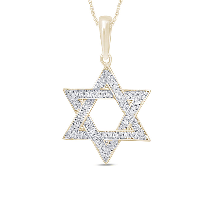DIAMOND CLOSEOUT! .10ct G SI 14K Yellow Gold Diamond Star of David Pendant Necklace 18"