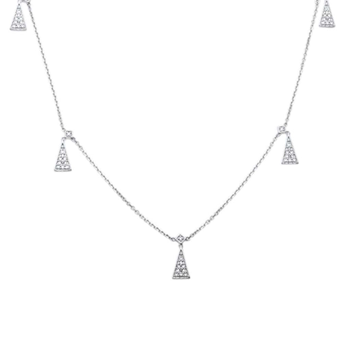 DIAMOND CLOSEOUT! .18ct G SI 14K White Gold Diamond Trendy Triangle & Round Pendant Necklace 18" Long