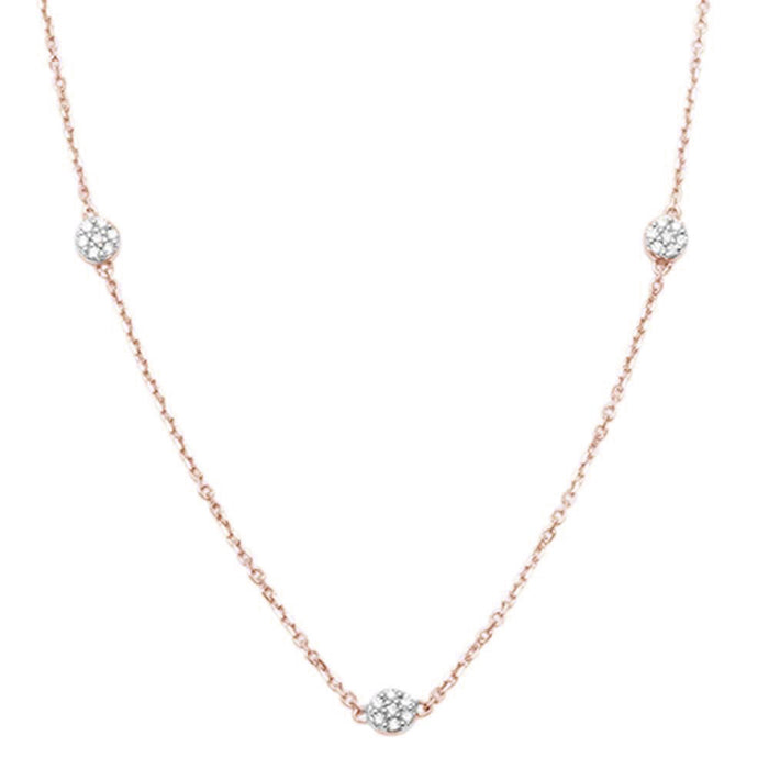 DIAMOND CLOSEOUT! .16CT G SI 14KT Rose Gold Diamond Station Necklace 16" + 2" Chain