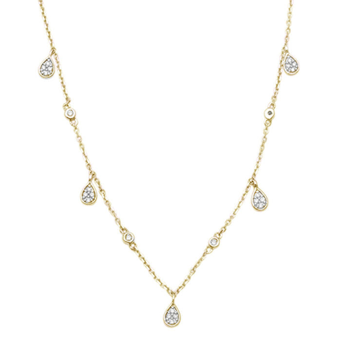 DIAMOND CLOSEOUT! .10ct 14kt Yellow Gold Pear Tear Drop Diamond Pendant 18" Necklace
