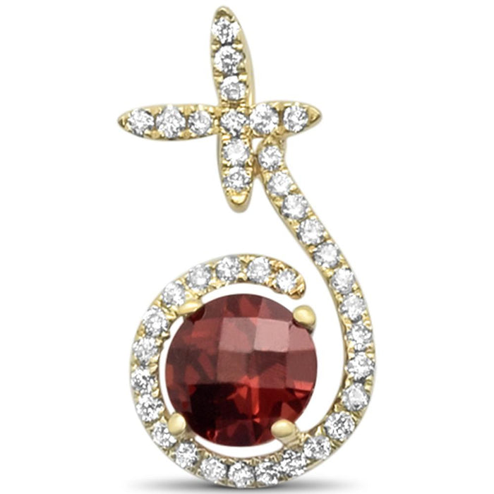 DIAMOND CLOSEOUT! 1.39cts 14k Yellow Gold Round Garnet & Diamond Designer Pendant