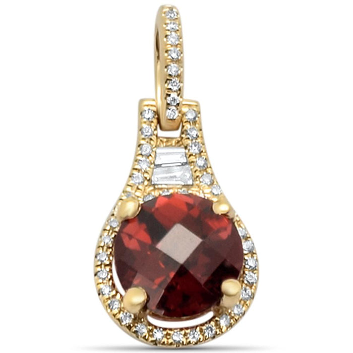 DIAMOND CLOSEOUT! 1.62cts 14k Yellow Gold Round Garnet & Diamond Designer Pendant
