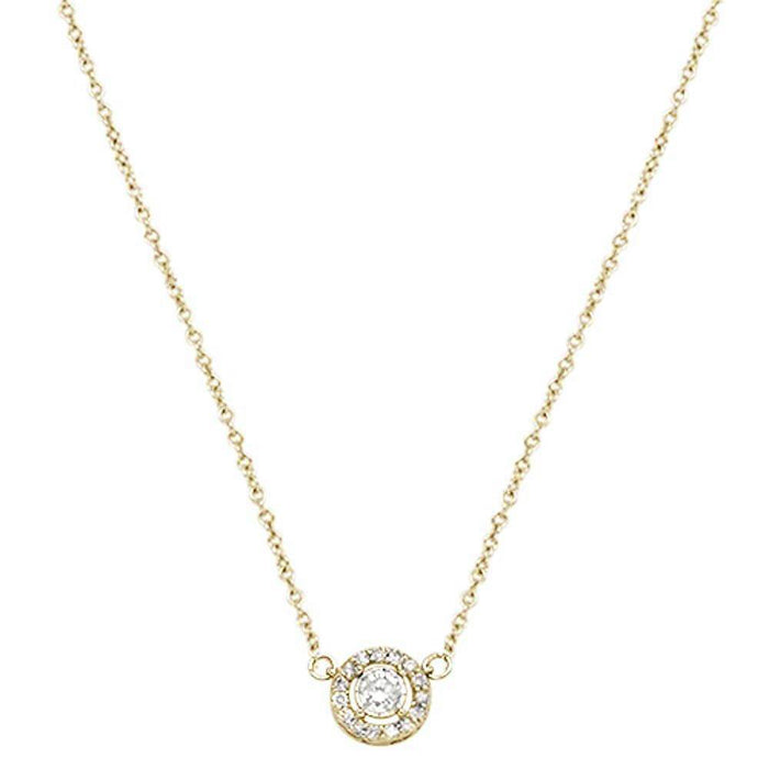 DIAMOND CLOSEOUT! .17ct 14k Yellow Gold Diamond Round Halo Solitaire Pendant Necklace 18"