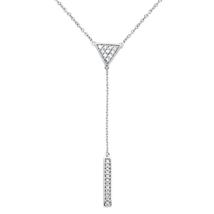 DIAMOND CLOSEOUT! .17cts 14kt White Gold Round Diamond Drop Lariat Pendant Necklace 18" Long