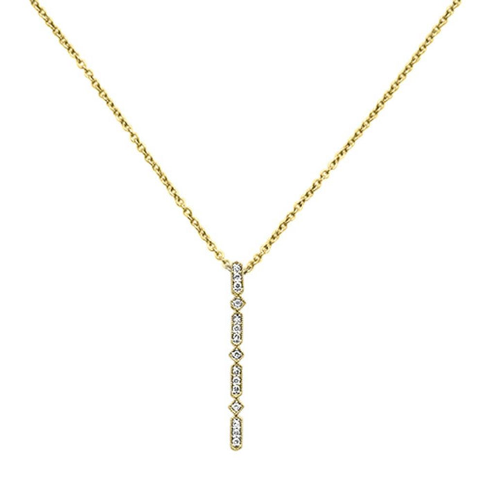 DIAMOND CLOSEOUT! .08ct 14k Yellow Gold Diamond Lariat Drop Modern Pendant Necklace 18" Long