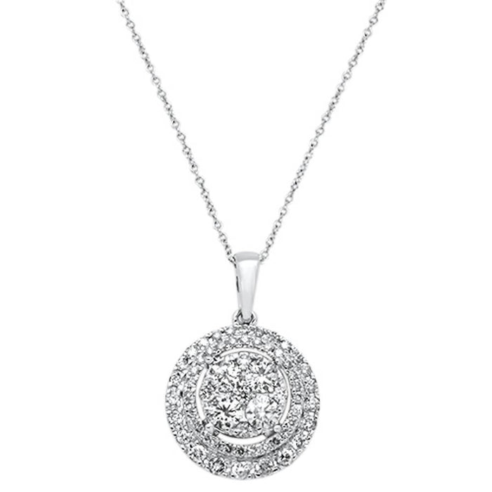DIAMOND CLOSEOUT! .98ct 14K White Gold Round Diamond Pendant Necklace 18" Long