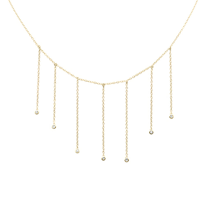 DIAMOND CLOSEOUT! .14ct G SI 14K Yellow Gold Diamond Dangling Bezel Pendant Necklace 16" Long