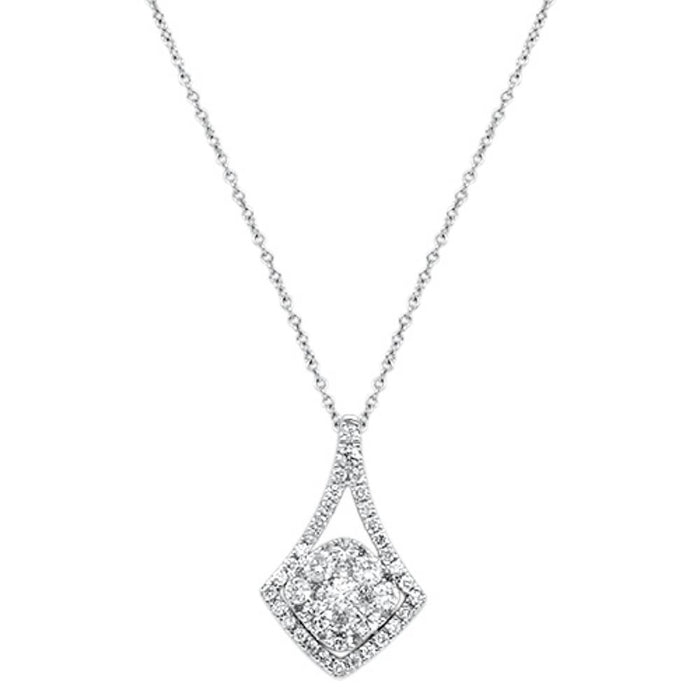 DIAMOND CLOSEOUT! .73cts 14kt White Gold Round Diamond Unique Pendant Necklace 18" Long