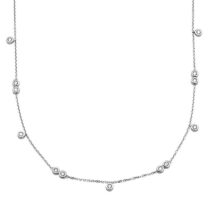 DIAMOND CLOSEOUT! .35cts 14kt White Gold Round Diamond Station Pendant Necklace 18" Long
