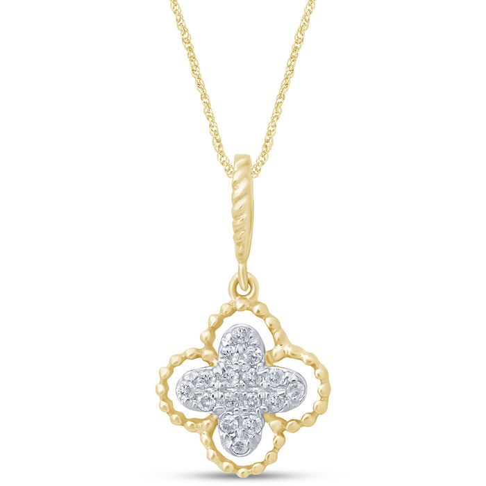 DIAMOND CLOSEOUT! .08ct 14k Yellow Gold Antique Flower Diamond Pendant